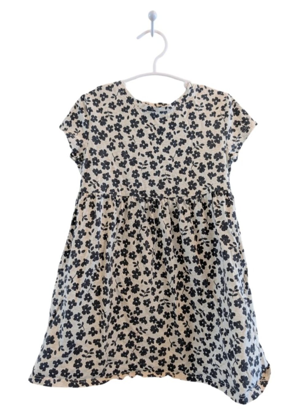 Old Navy Floral Beige & Black Toddler Girls Dress 3T